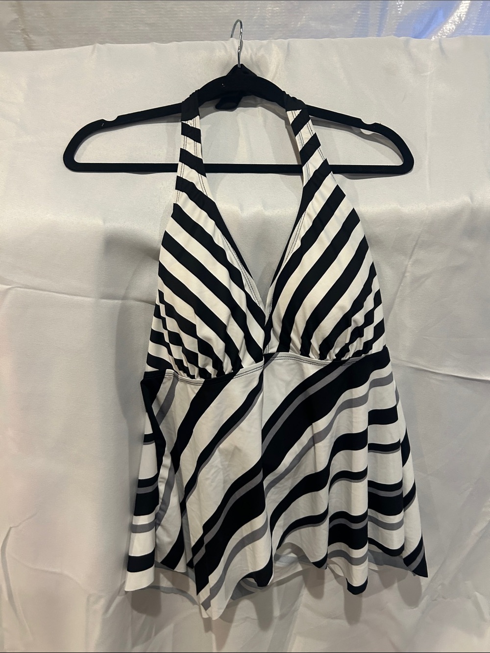 Swimsuits for all Black & White Striped Halter swim top size 16
